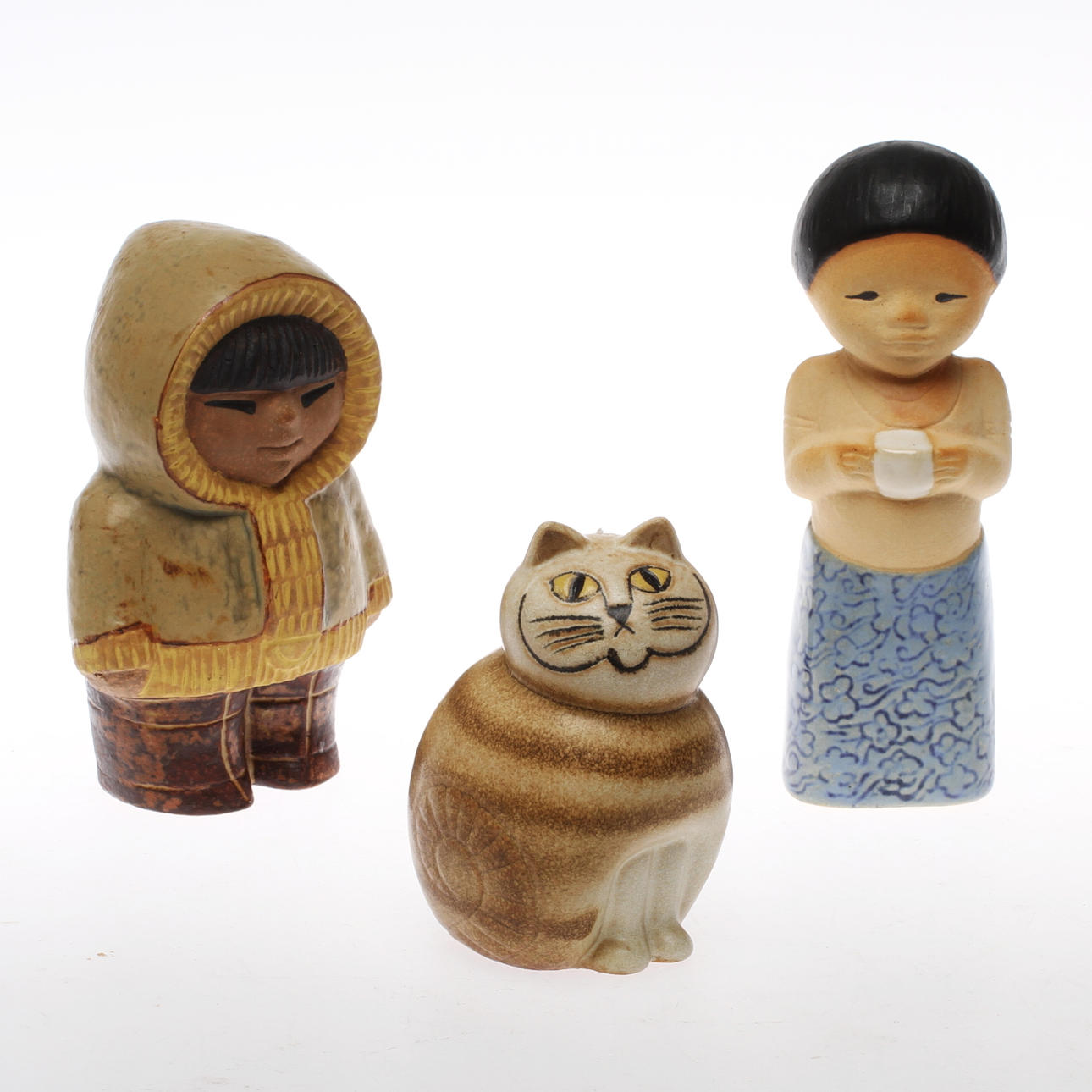 FIGURINER, 3 st, stengods, Lisa Larson.