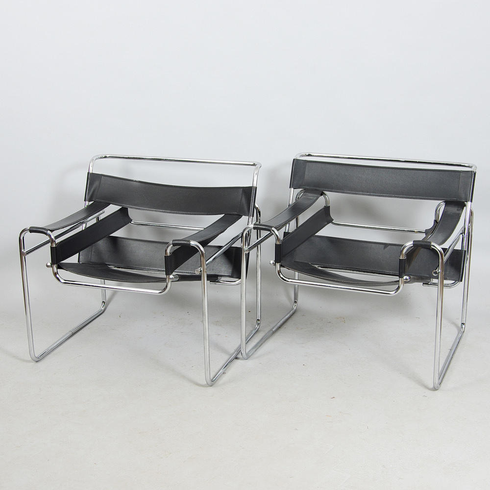 FÅTÖLJER, 1 par, "Wassily", efter Marcel Breuer.