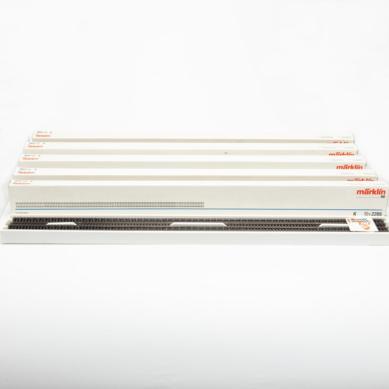 MÄRKLIN 2205 5 originale pakker med 10 flexskinner i hver.