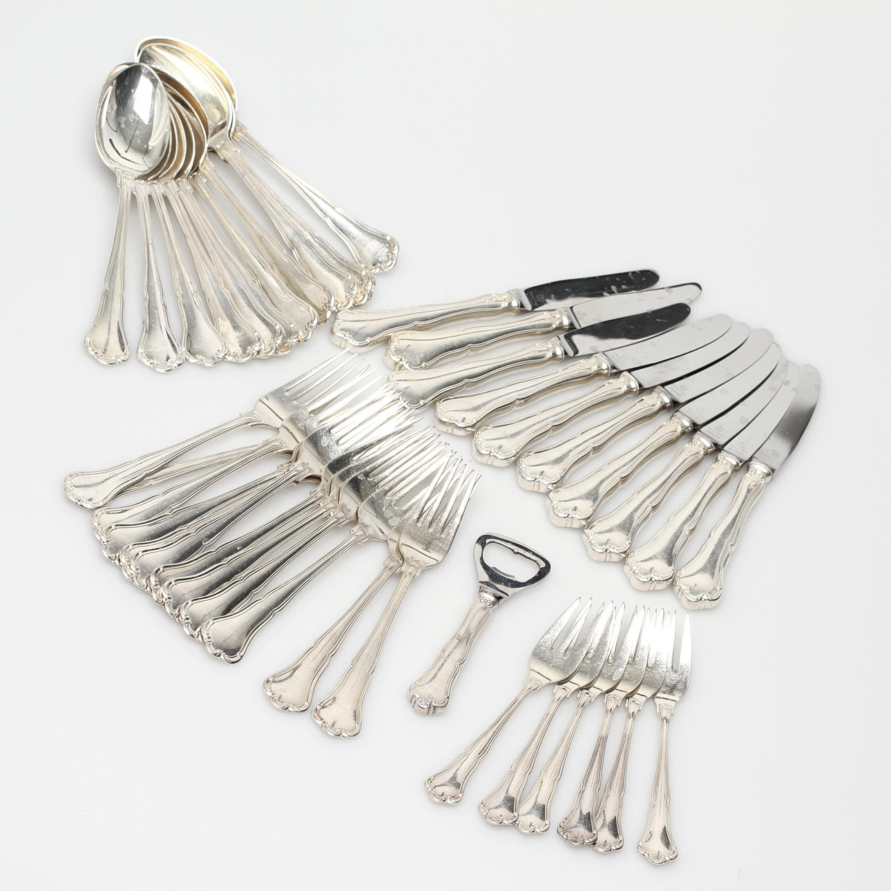 BESTICK, 41 delar, nysilver, Frigast, Danmark.