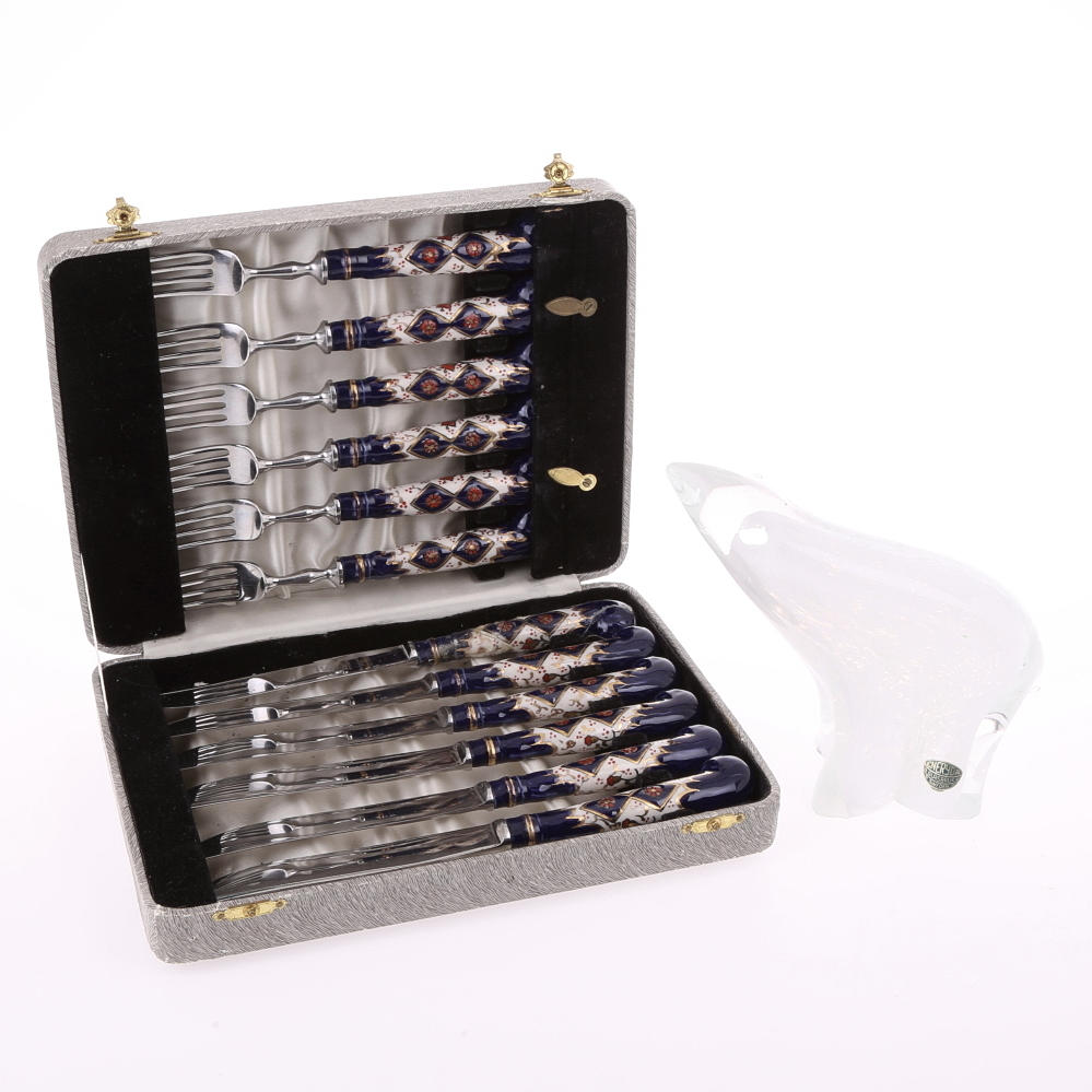 BESTICK porslinshandtag, England + GLASFIGURIN, isbjörn Edenryda.