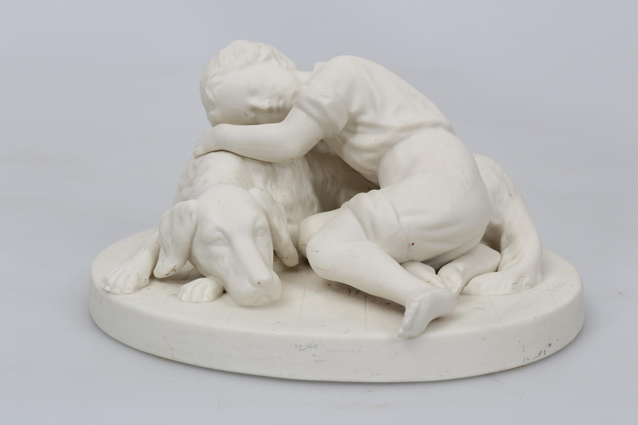 FIGURIN, parian, "Pojke med hund", Gustavsberg, 1913.