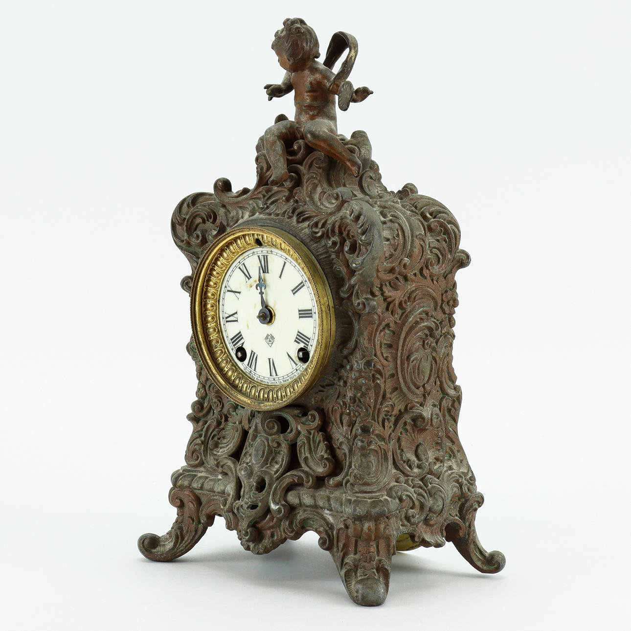 TABLE CLOCK metal, Ansonia Clock Co New York.