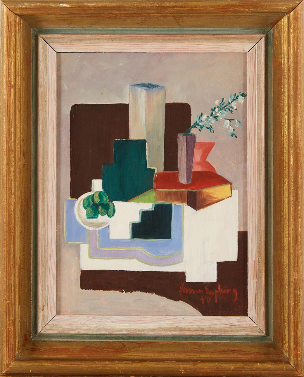 UNIDENTIFIED ARTIST (20th century): Cubist still life, oil on panel ...