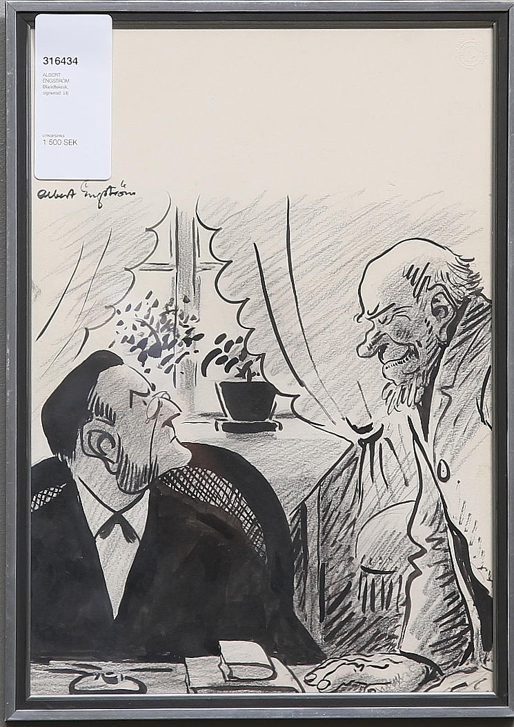 ALBERT ENGSTRÖM. Blandteknik, signerad.