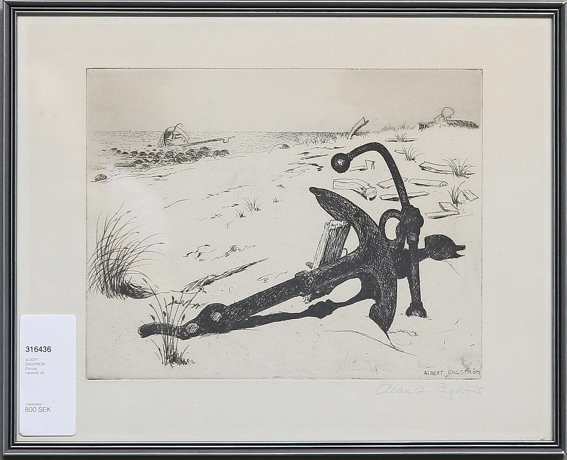 ALBERT ENGSTRÖM. Etsning, signerad.