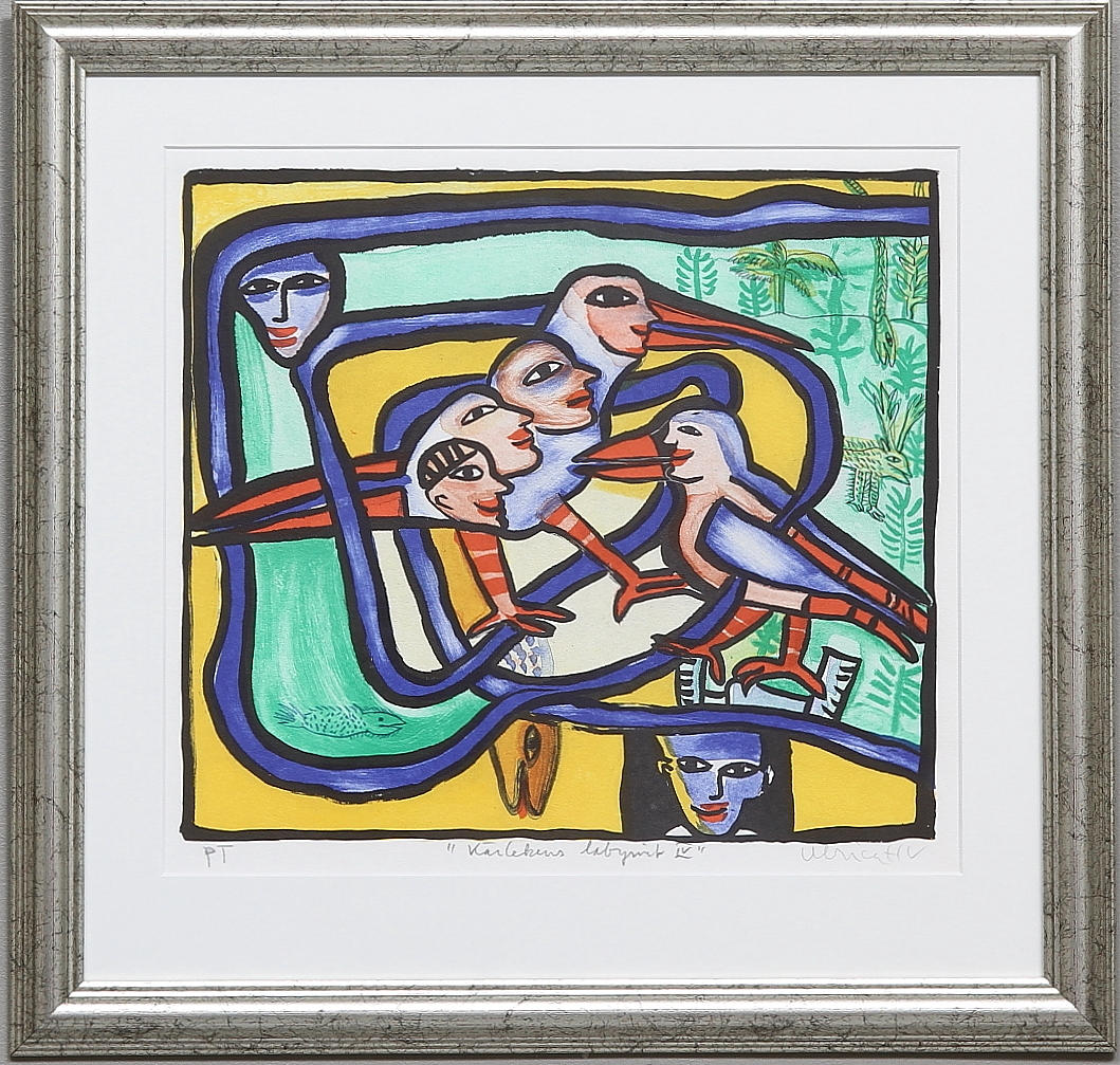 ULRICA HYDMAN-VALLIEN. "Kärlekens labyrint IV". Grafiskt blad, provtryck. Signerad.