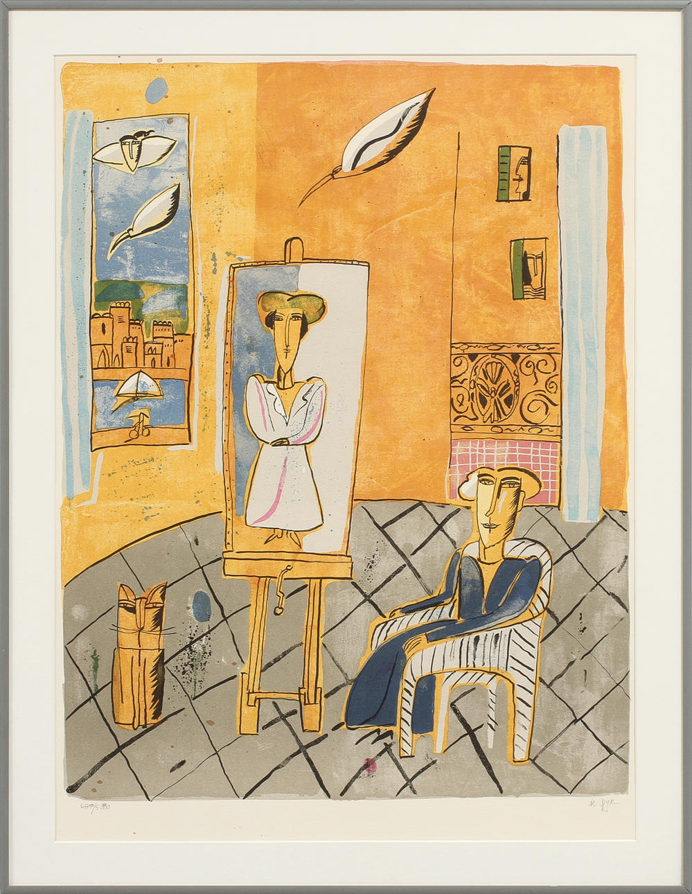 MADELEINE PYK. "I ateljén", färglitografi, signerad och numrerad 685/5000.