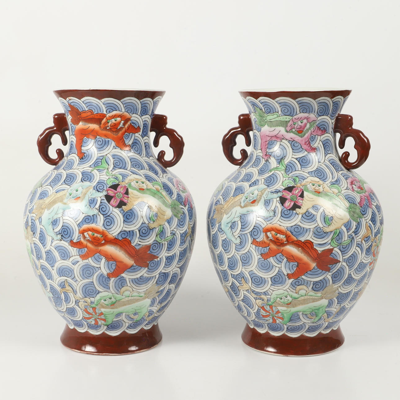 VASES, 1 pair, porcelain, EDI, Macau, China.