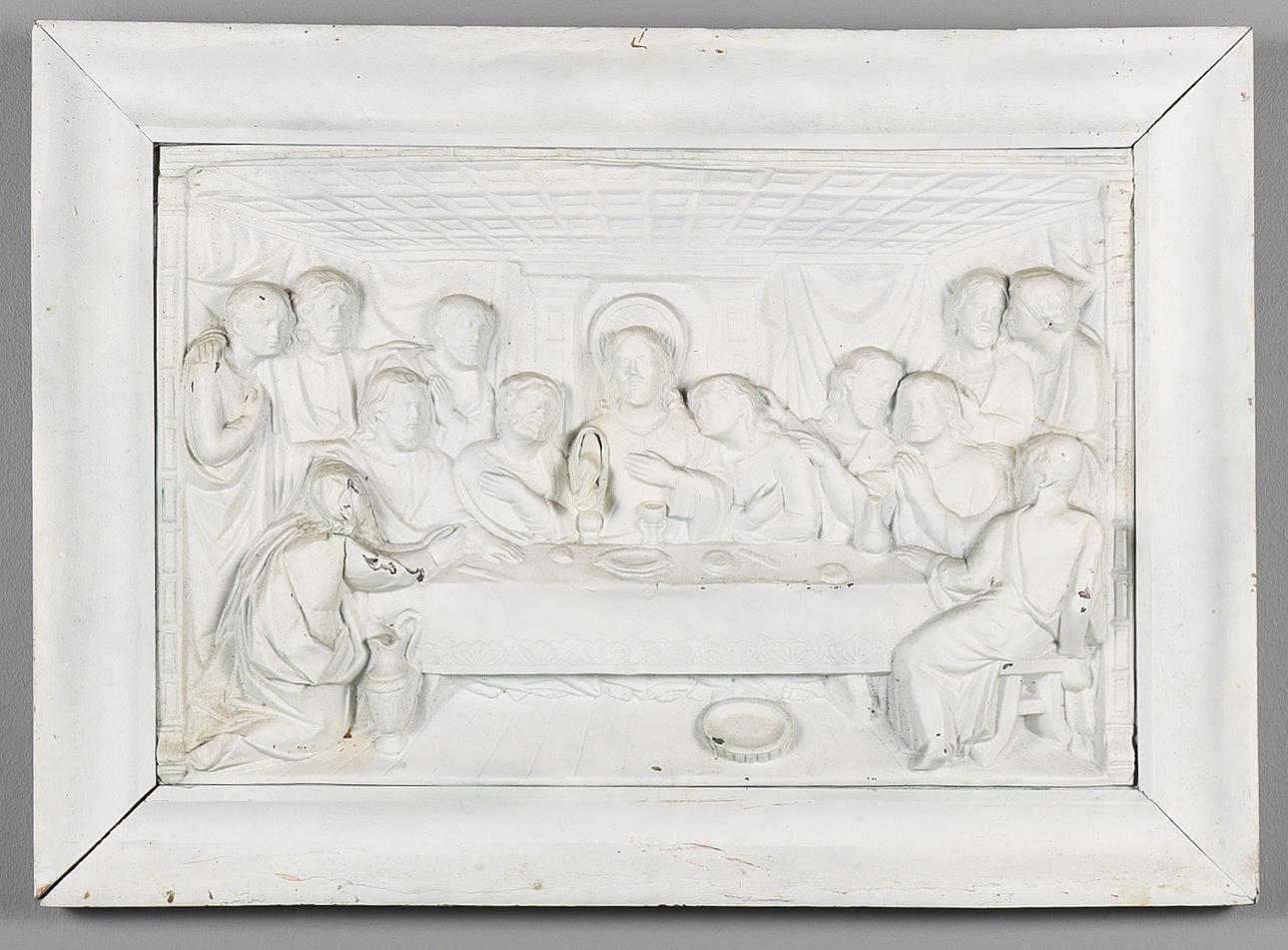 WALL RELIEF PAINTED PLATE, Holy Communion.
