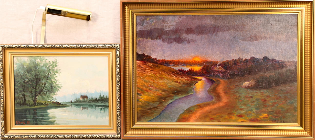 OIDENTIFIERAD KONSTNÄR. Olja på duk, 2 st, signerade.