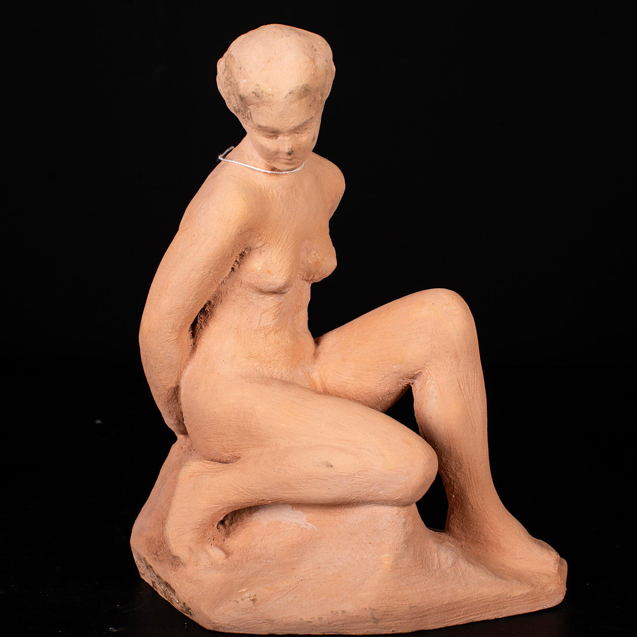 ESTHER EPPENS. Sculpture, form of naked sitting woman, terracotta