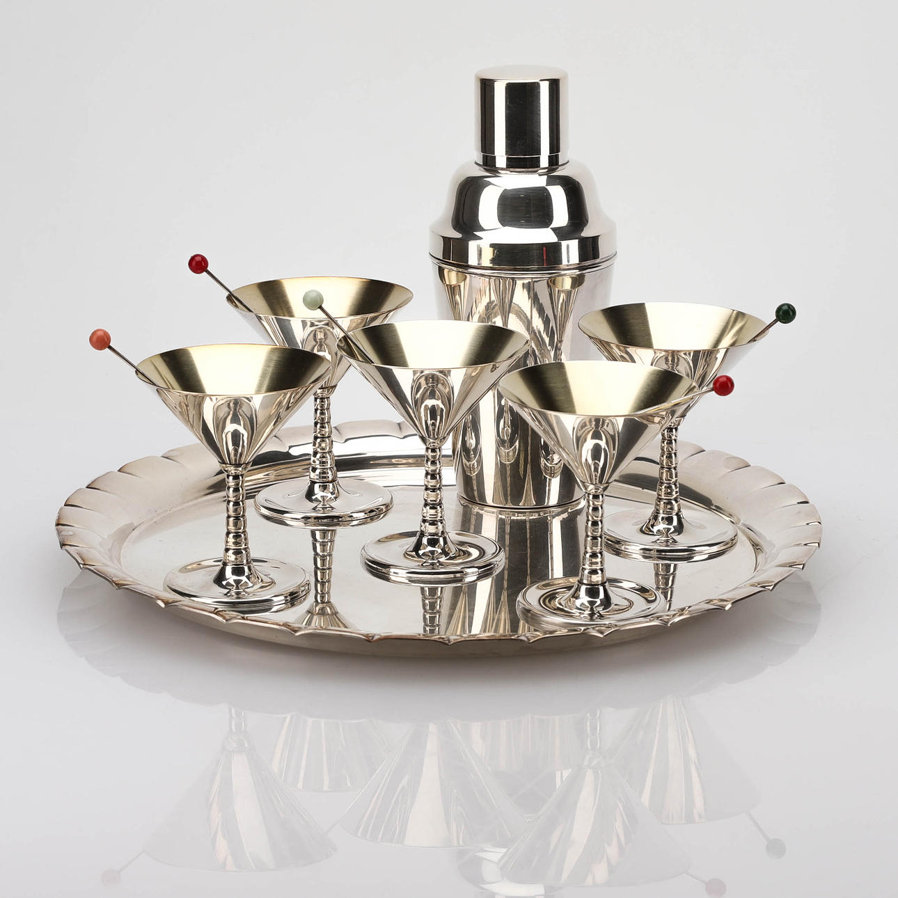 COCKTAIL SET, 12 pieces, including nickel silver.
