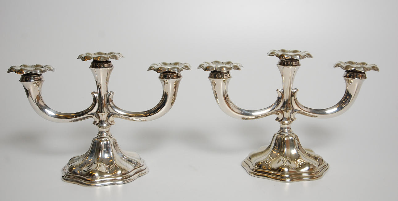 LJUSSTAKAR, 1 par, rokokostil, nysilver.