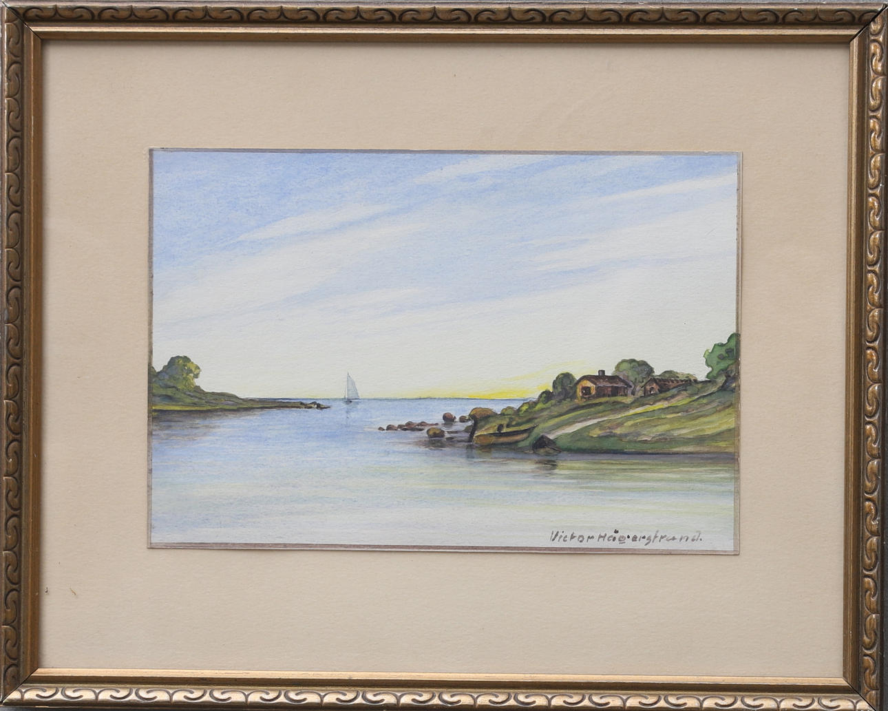 VICTOR HÄGERSTRAND. akvarell, signerad.