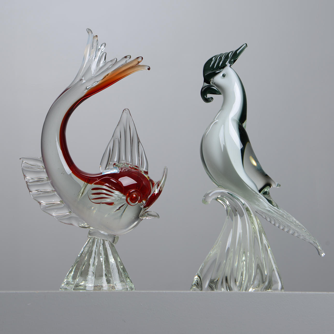 TWO MURANO SCULPTURES, one Maestri Vetrai.