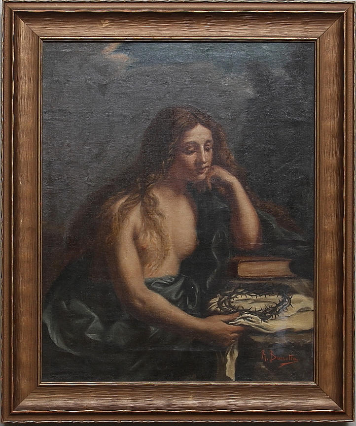 RAFFAELE BARETTA. Olja på duk, kopia efter äldre förlaga, signerad.