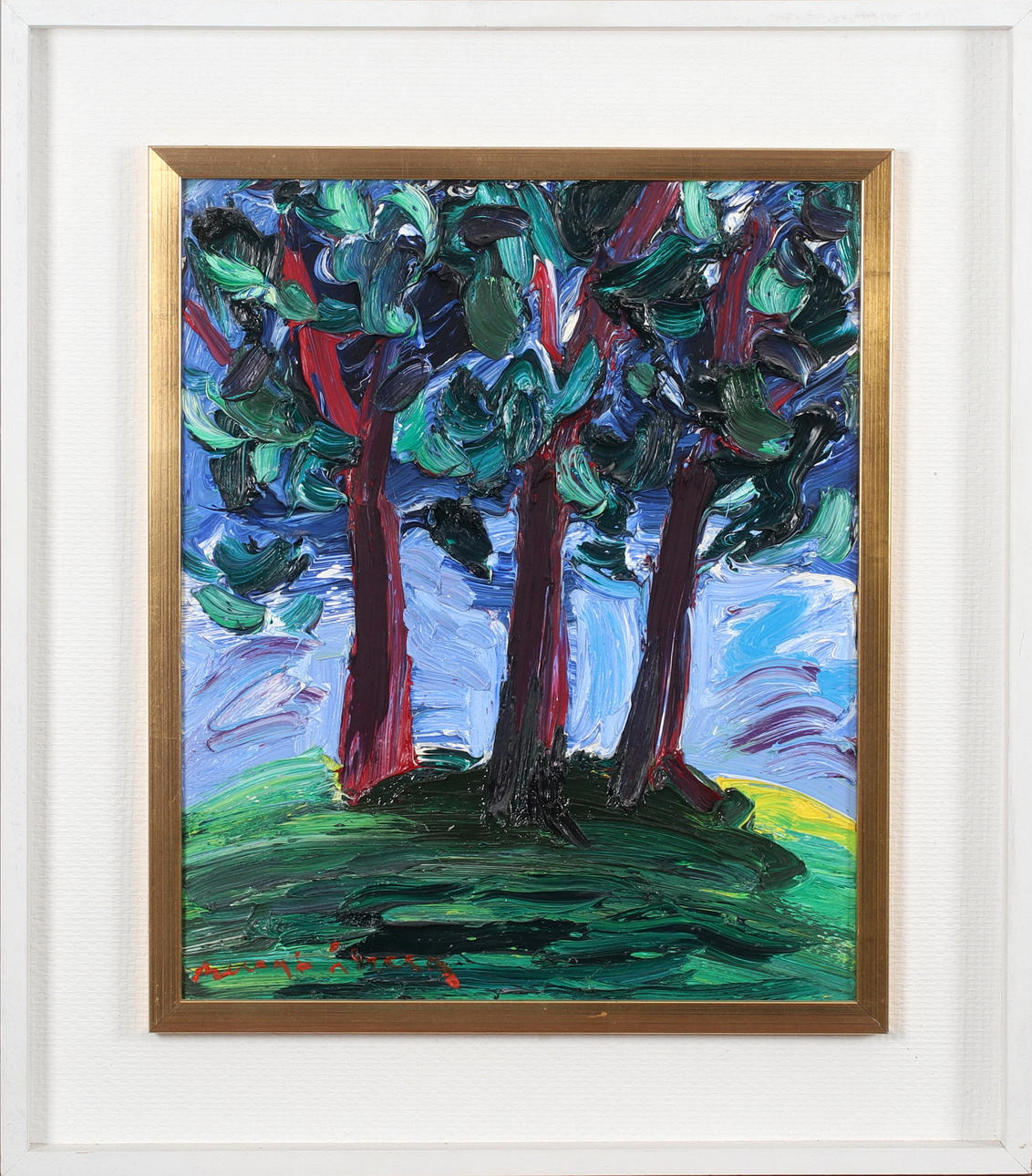 BENGT ÅBERG. Three trees, oil on canvas, signed.