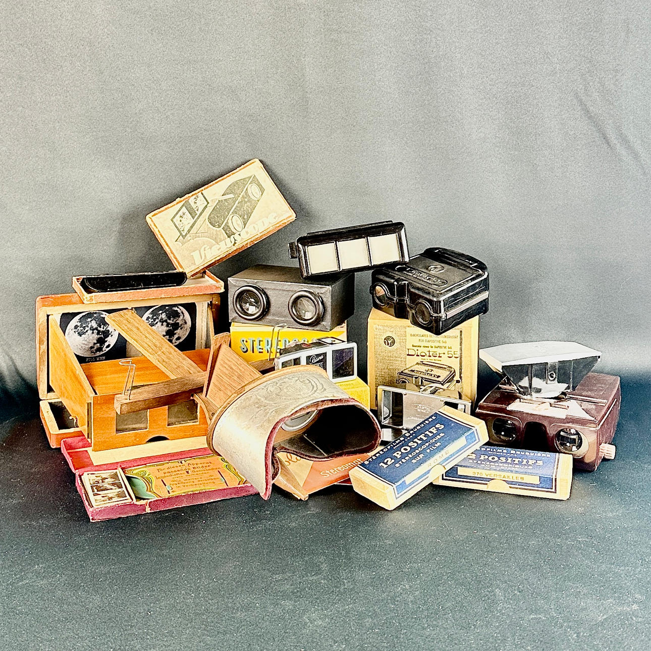 STEREOSKOP, 9-tlg. mit Zubehör.