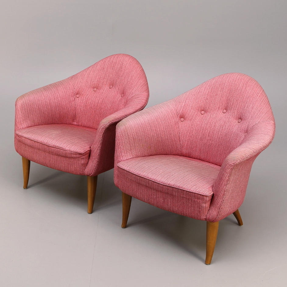 FÅTÖLJER ett par, "Lilla Adam" ur serien "Paradiset" Triva, Kerstin Hörlin-Holmquist för NK.