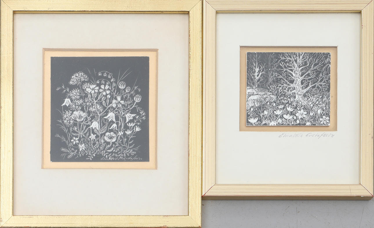 ELISABETH GUSTAFSSON. gravyrer, 2 stycken , signerade.