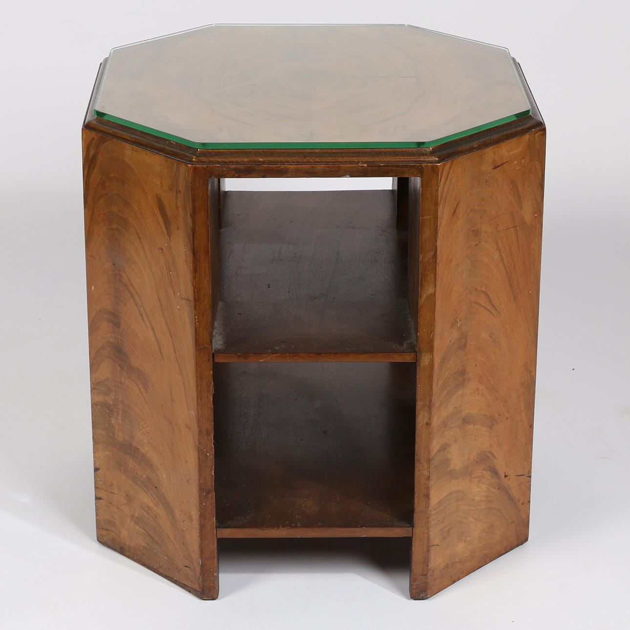 ART DECO WALNUT MAGAZINE/BOOK COFFEE TABLE.