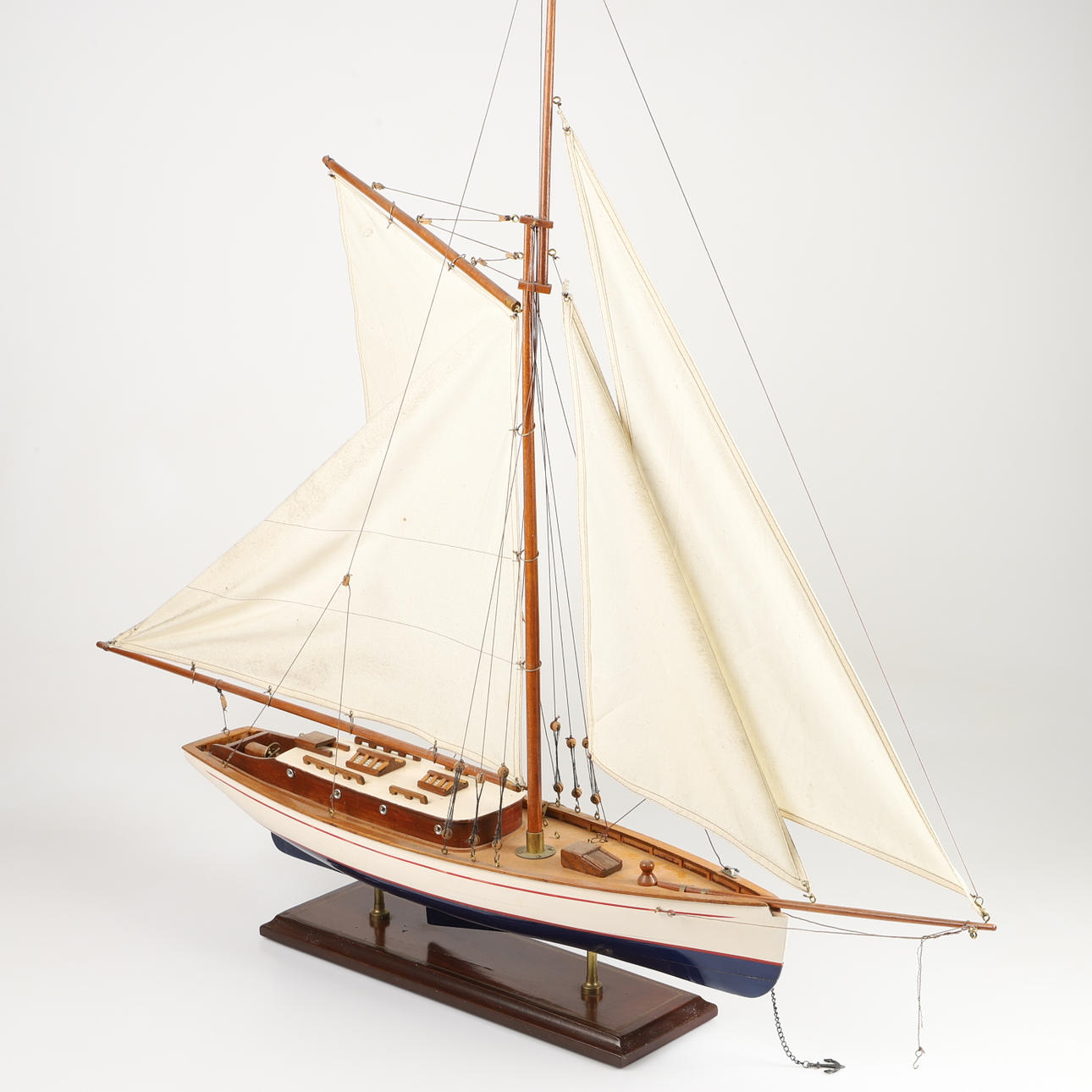 MODEL BOAT, sailboat, wood/textile, 2000s.