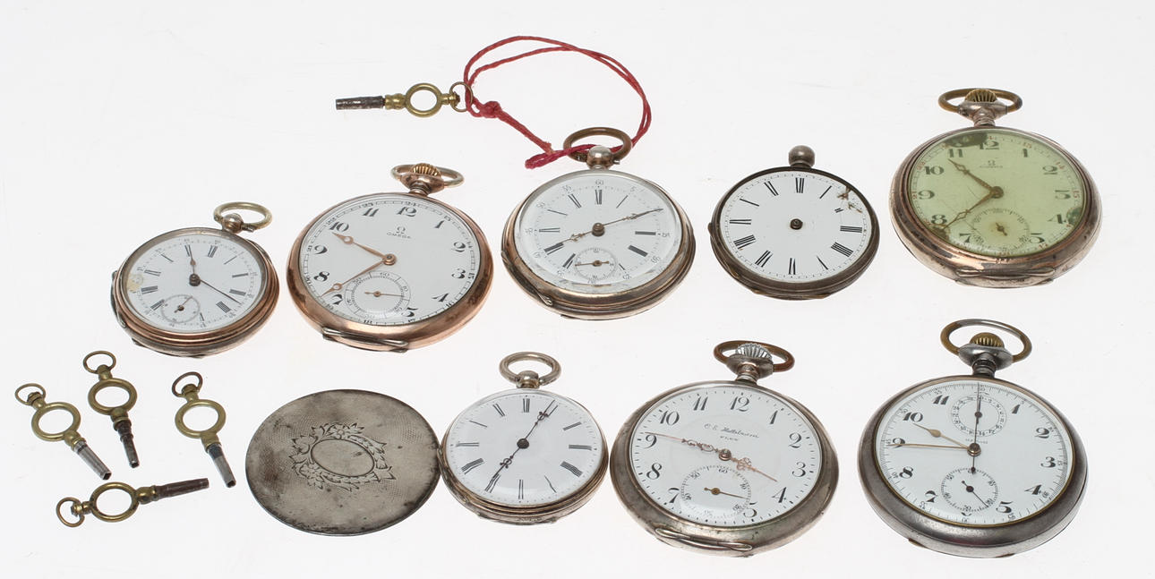 FICKUR, 8 st, silver samt nickel, bland annat Omega.
