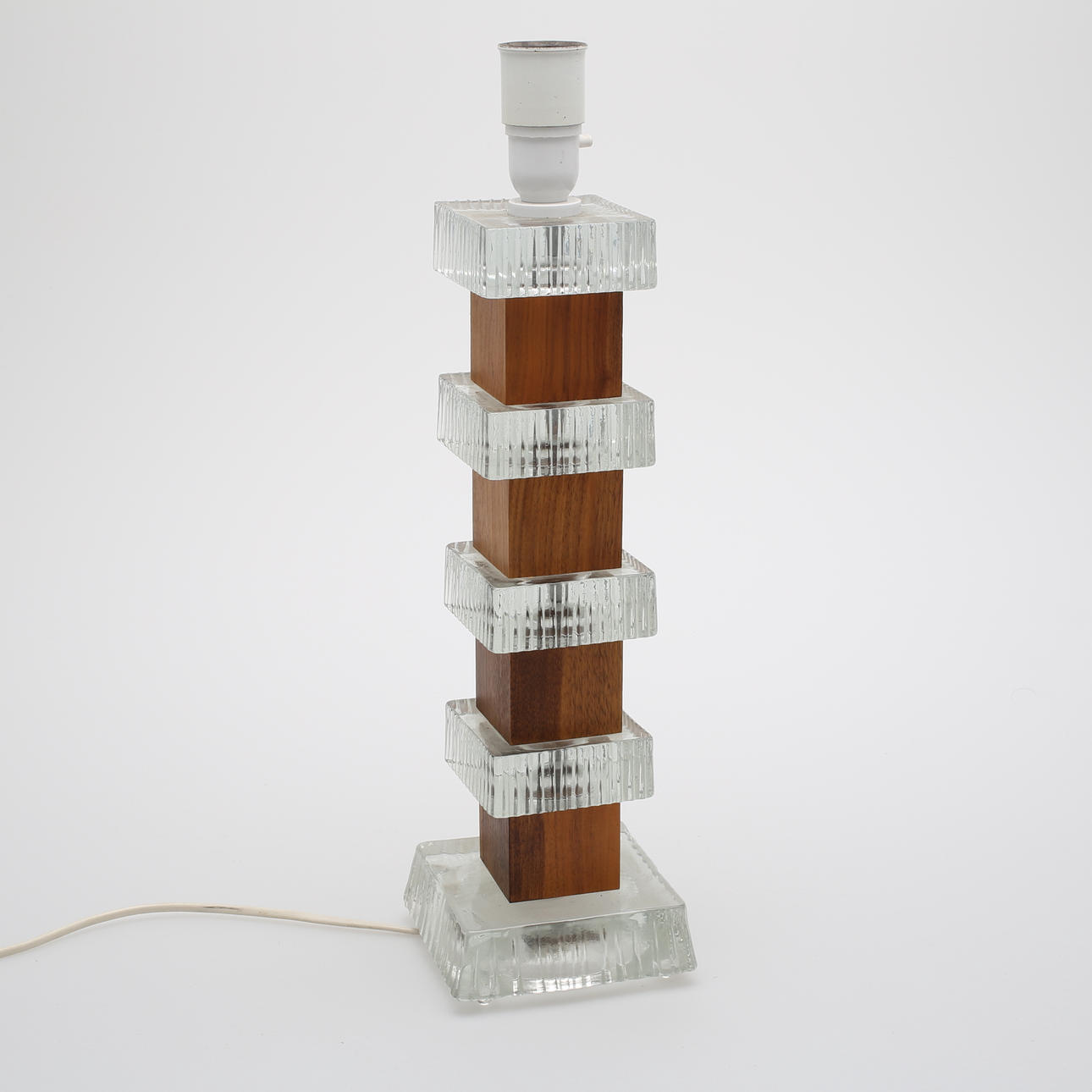 BORDSLAMPA, trä/glas, 1950/60-tal.