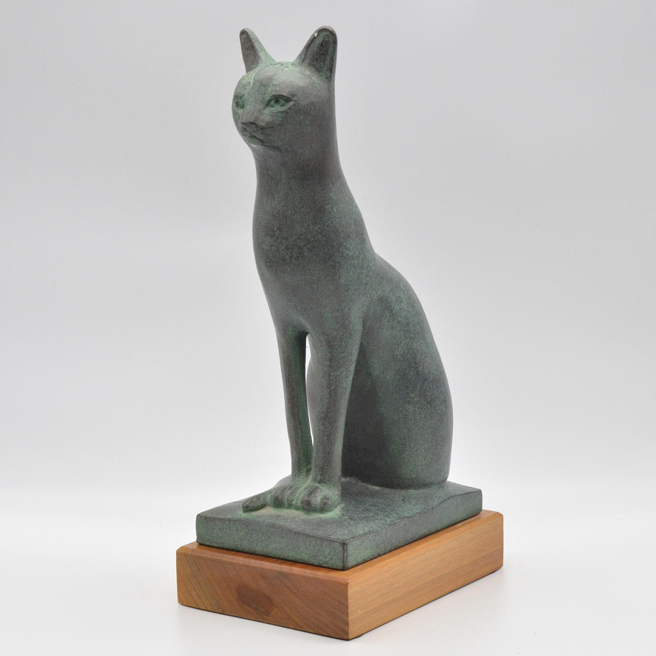 レアMinou-ettes by C. Pradalie - 1985 Cat AUSTIN PRODUCTIONS INC, EGYPTIAN CAT, BRONZE FIGURE WITH WOODEN