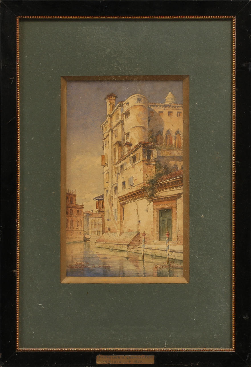 CLAES GRUNDSTRÖM. Motiv från Venedig. Akvarell, signerad och daterad 1908.