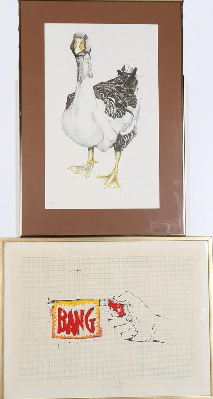 LITOGRAFIER, 2 st, Hasse Andersson samt Lasse Åberg, signerade samt numrerade.