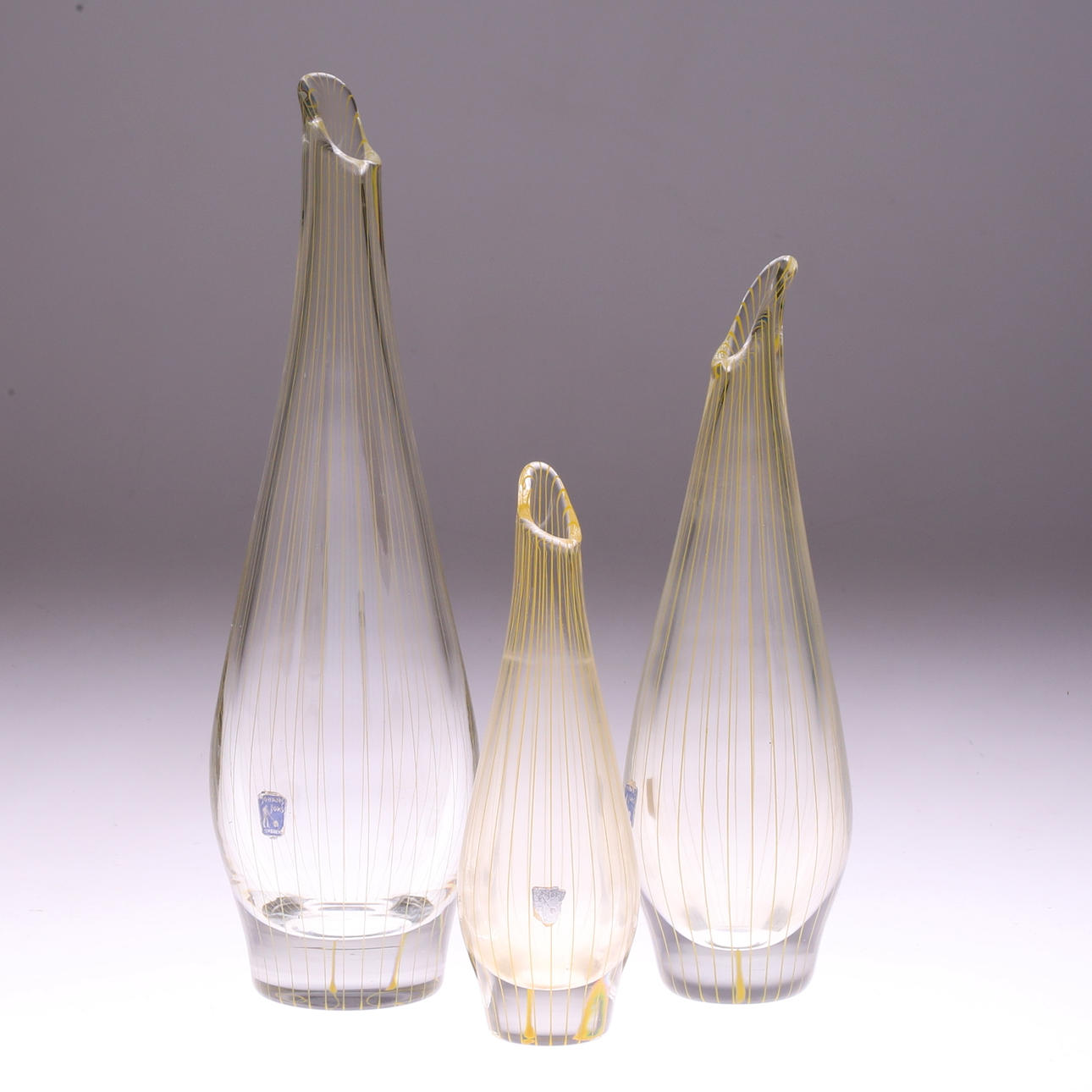JOHANSFORS GLASBRUK. A set of three vases, 1950s/60s. Glass - Utility ...