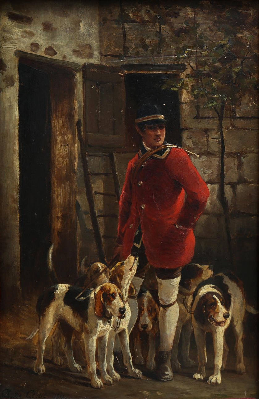 ALBERT DE GESNE. Hunter with dogs.