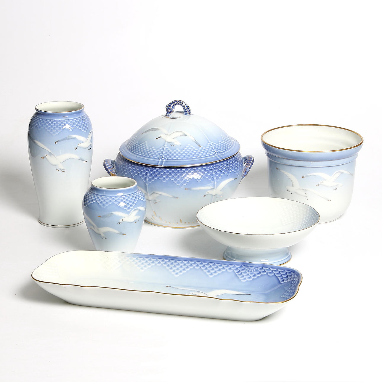 SERVISDELAR, 6 delar, porslin, "Blå Måsen", Bing & Gröndahl, Danmark.