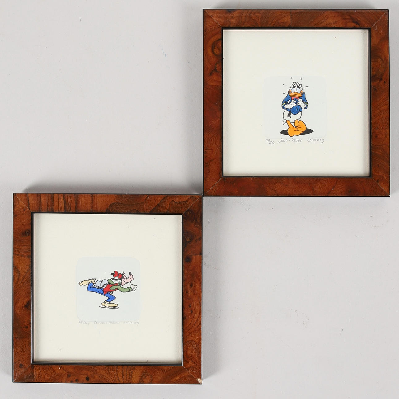 SOWA & REISER, color etchings, 2 pcs, Walt Disney, signed