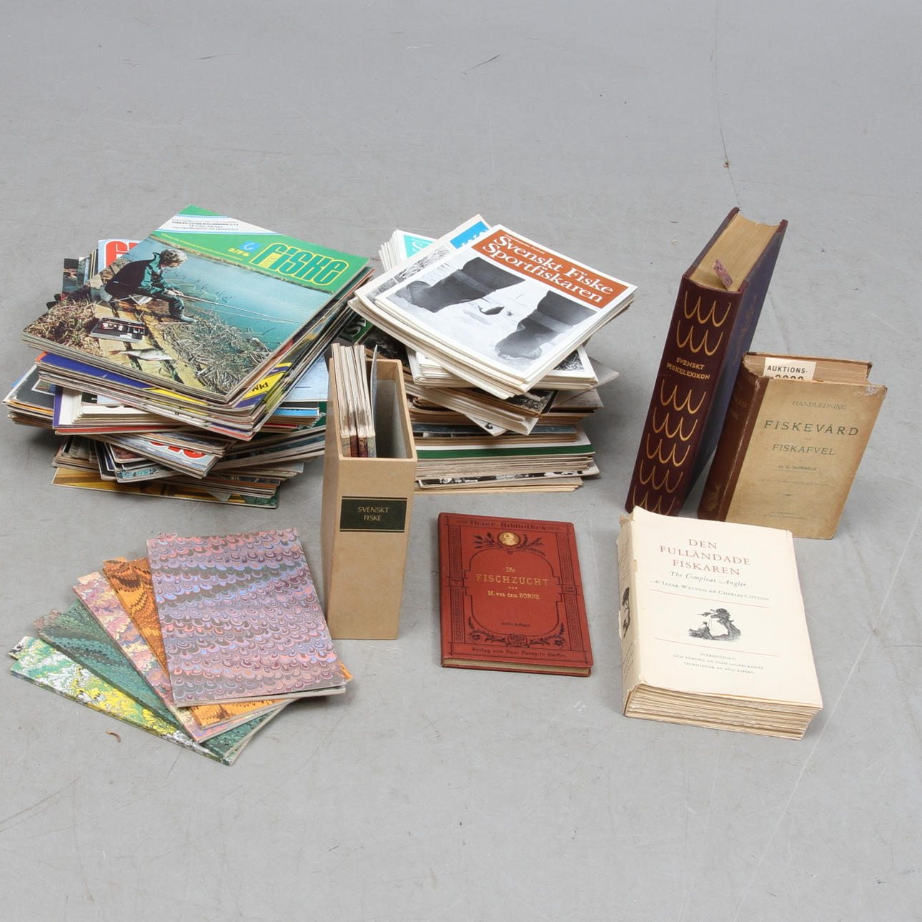 BÖCKER, 4 st, bland annat "Handledning i Fiskevård och Fiskavel", Norbäck, Stockholm 1884 samt TIDSKRIFTER, "Svenskt Fiske", årgång 1966-1981.