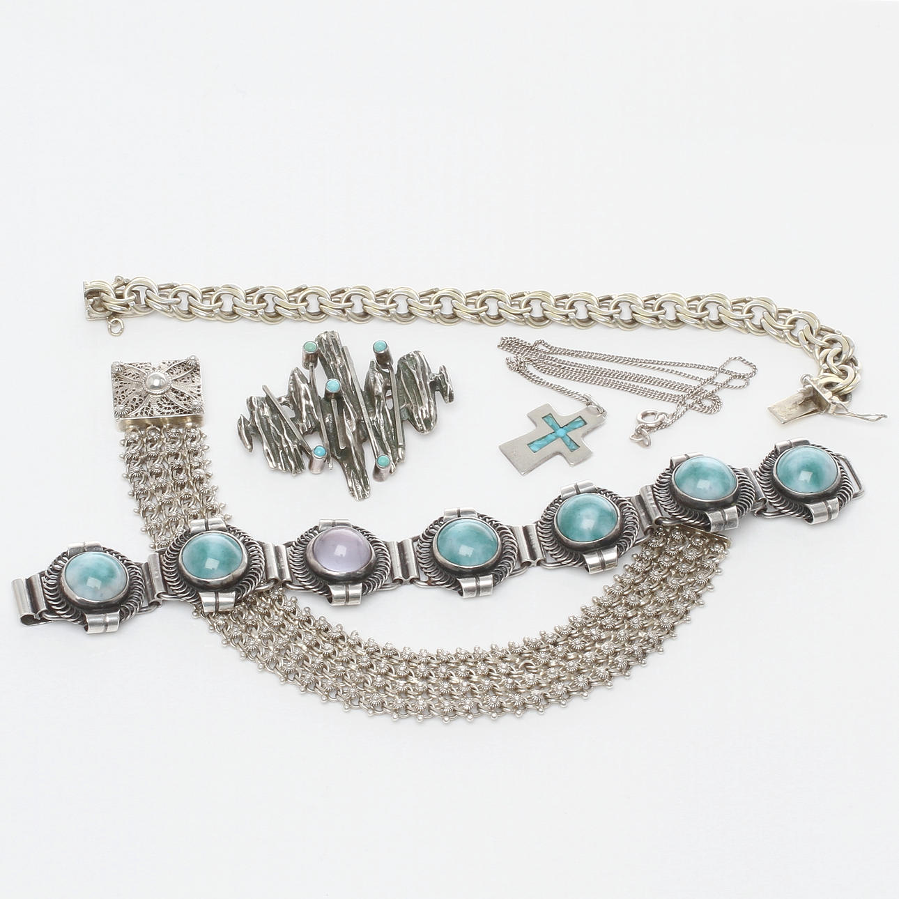 SMYCKEN, 5 delar, silver, 1900-tal.