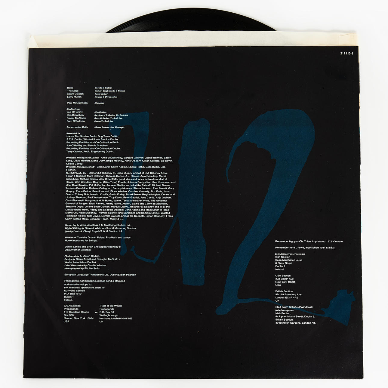 U2, AUTOGRAPHS, 1991, portada del álbum autografiada por los