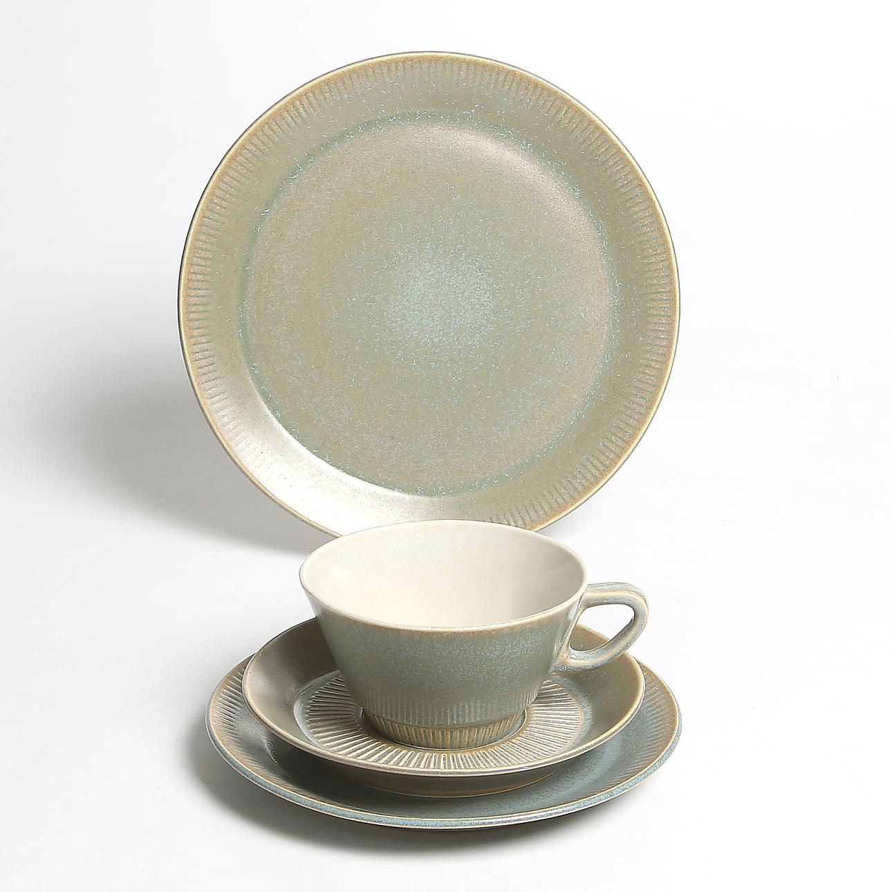 SERVISDELAR, 15 delar, stengods. Knabstrup, Stentoj, Danmark.