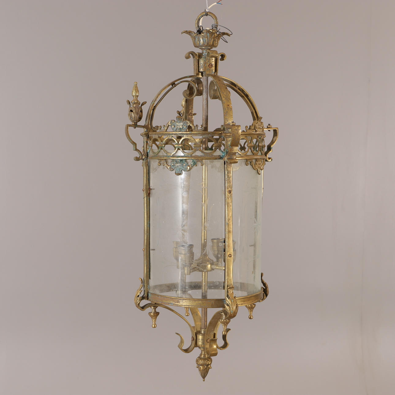 DECKENLAMPE, Messing/Glas, gustavianischer Stil.