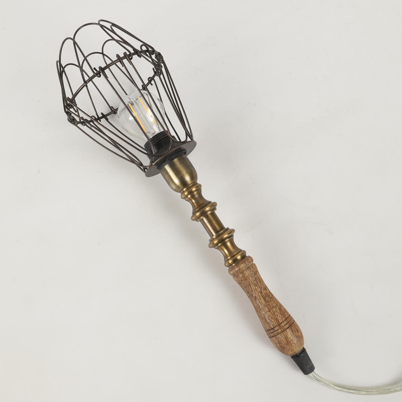 A table lamp, wood/brass, 2000's.