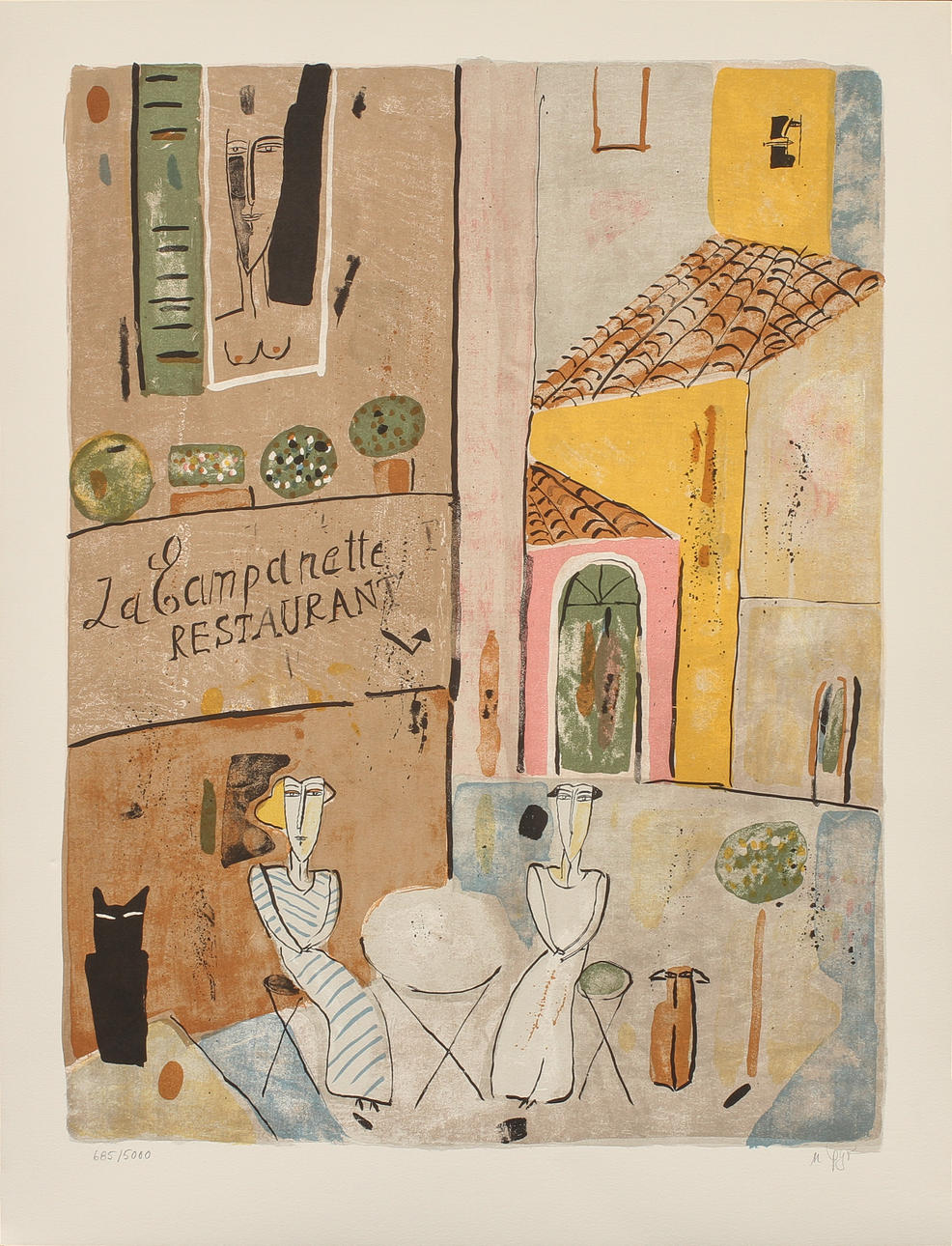 MADELEINE PYK. La Campanette Restaurant. Färglitografi, signerad samt numrerad 685/5000.