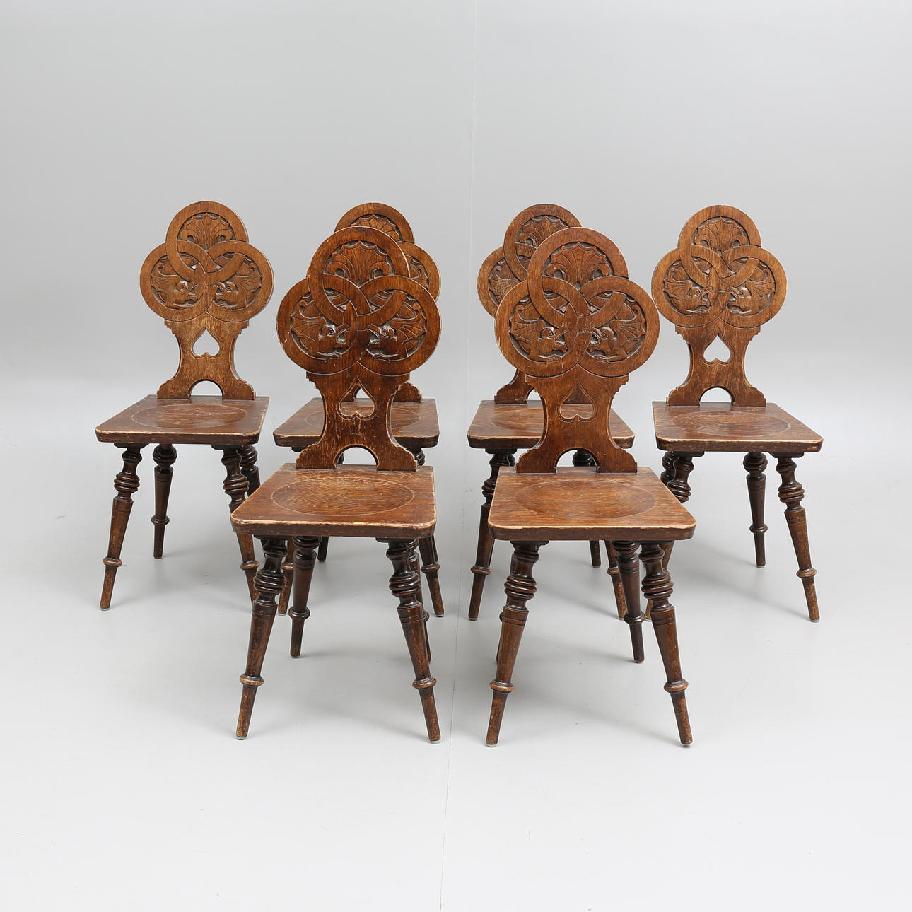 STOLAR, 6 st, fornnordisk stil, 1800/1900-tal.