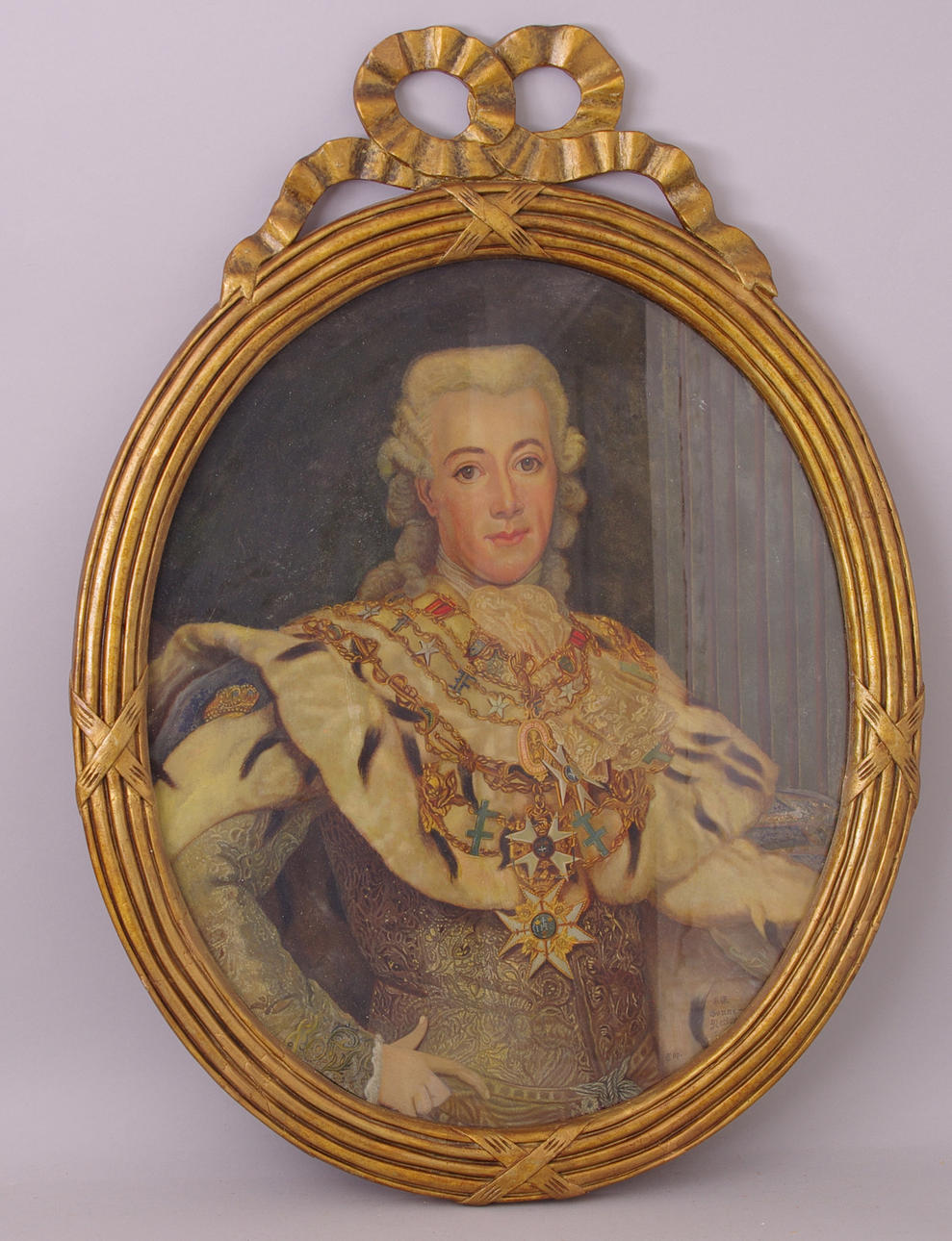 PORTRÄTT AV GUSTAV III, kopia efter äldre förlaga.