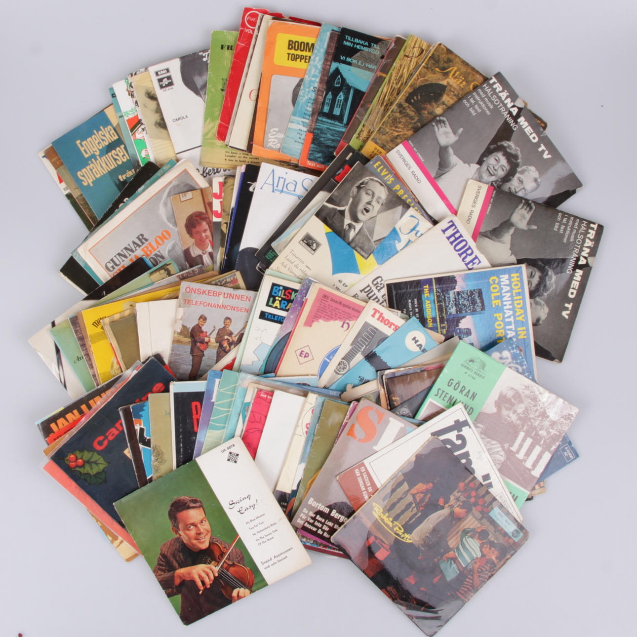 EP SKIVOR, spisarbox och album, ca 150 delar, 1900-tal.