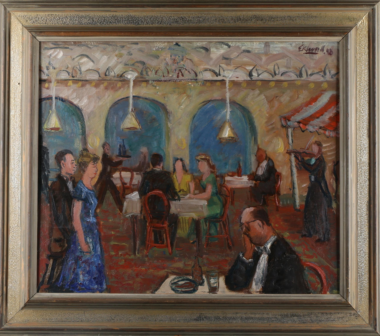 BENGT EKLUND. Restaurangen, olja på pannå, signerad Eklund -48.