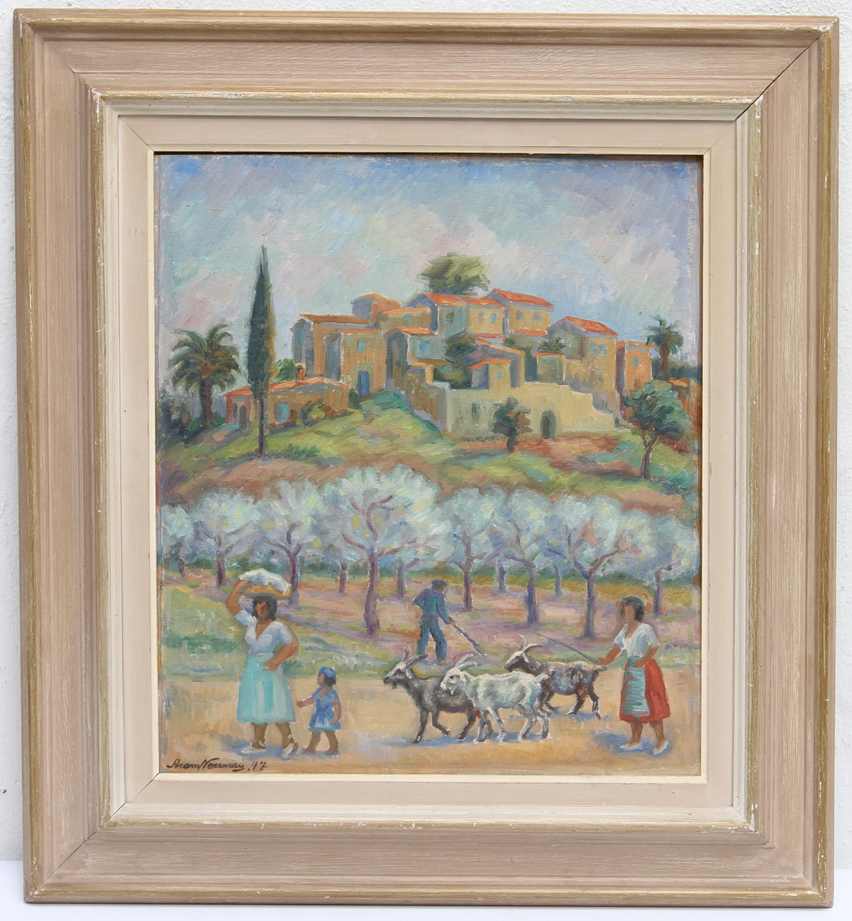 ARAM NORRMAN. " Cagnes, Sur-Mer". Olja på duk, uppfodrad, signerad -47.