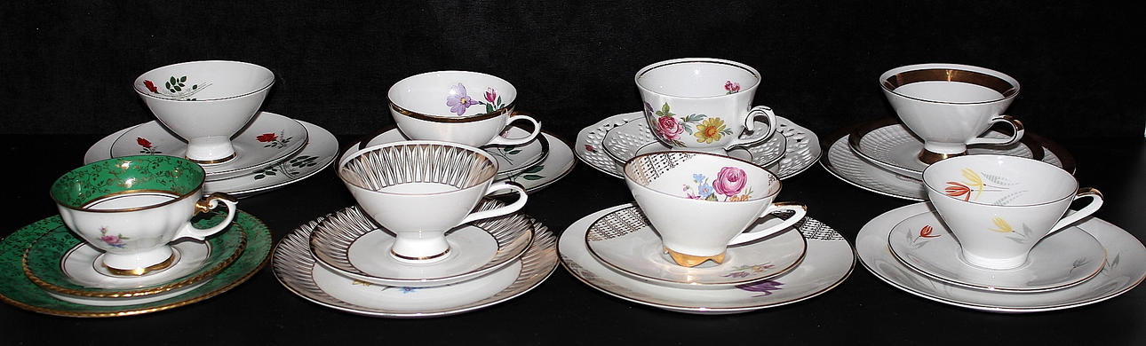 KOPP/FAT och ASSIETTER, 8 st, porslin.