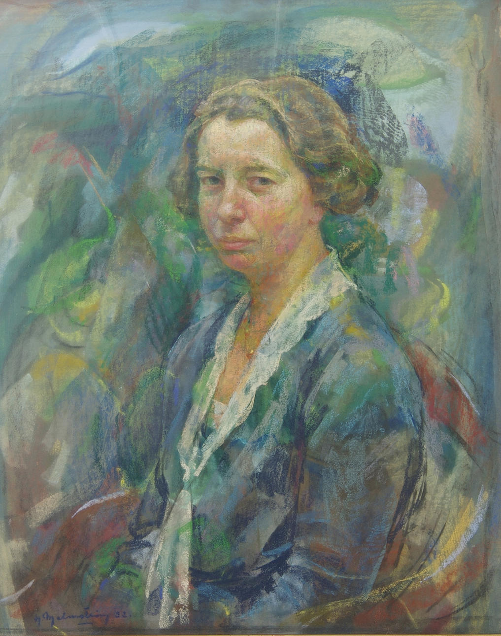 HENNING MALMSTRÖM. Porträtt av Dr. Emilsson, blandteknik, signerad H. Malmström.